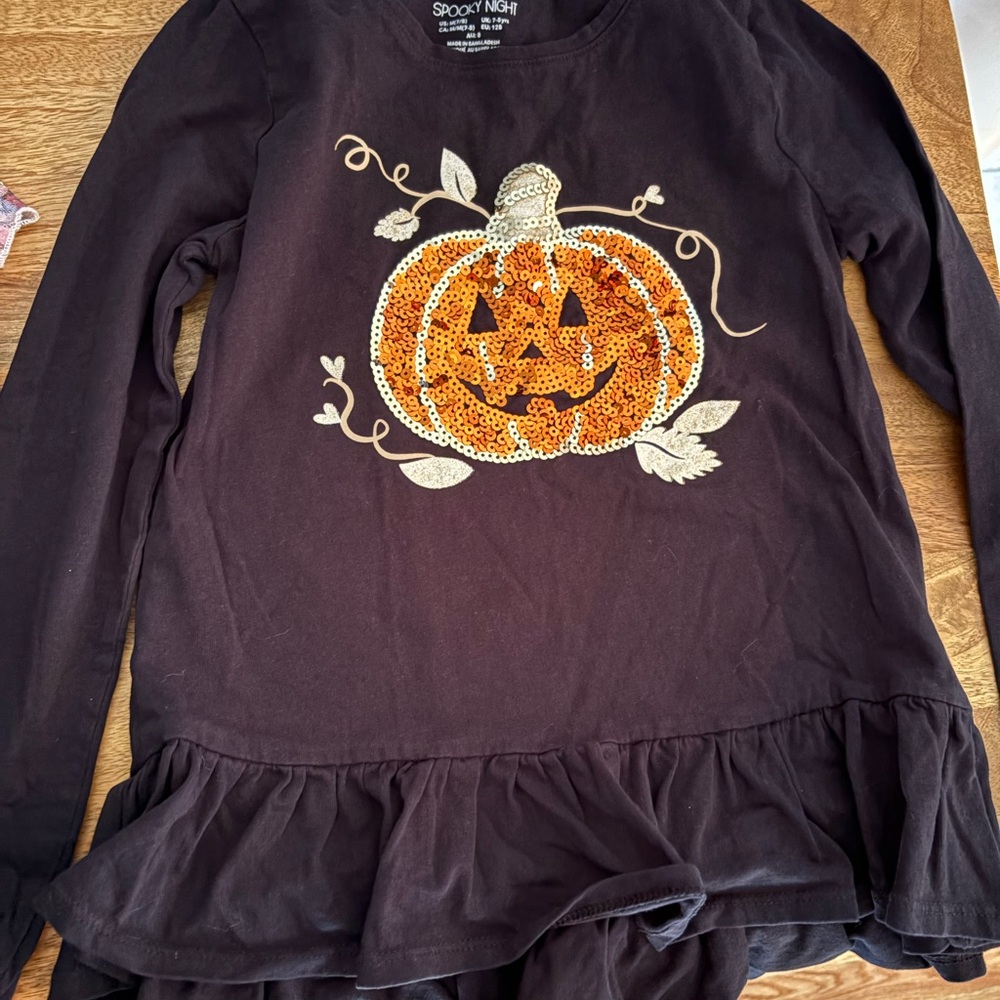 Spooktacular Creations Black Pumpkin Long Sleeve Tee
